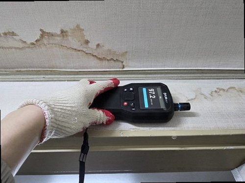 분당구 누수탐지 거실 마루 들뜸과 천장 누수 흔적을 확인하는 현장