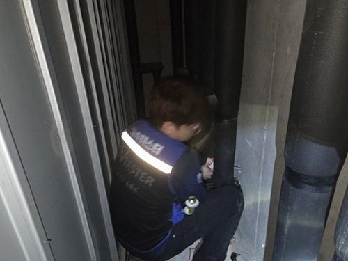 영통구 누수탐지 천장 얼룩 점검 위치를 표시한 아파트 욕실 배관 구조